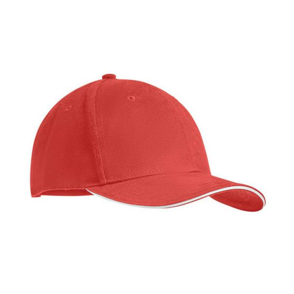 MidOcean Tekapo Heavy Brushed Cotton Baseball Cap - White/Red - 