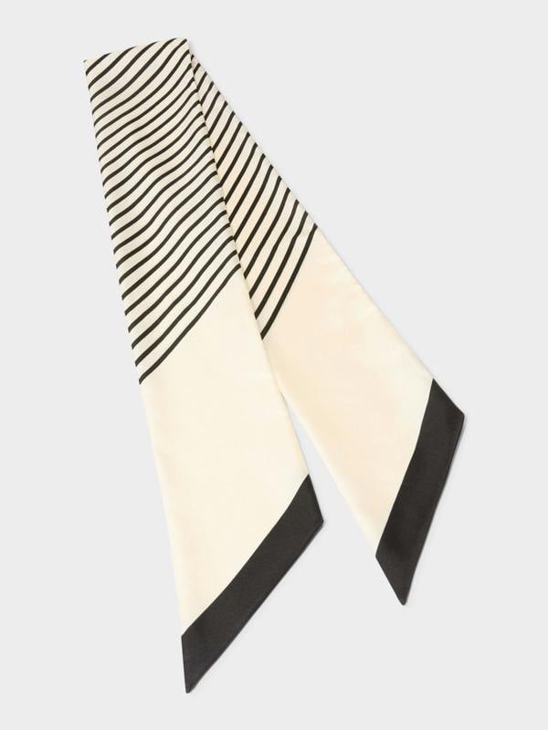 GWD Skinny Black & White Stripe Silk Scarf