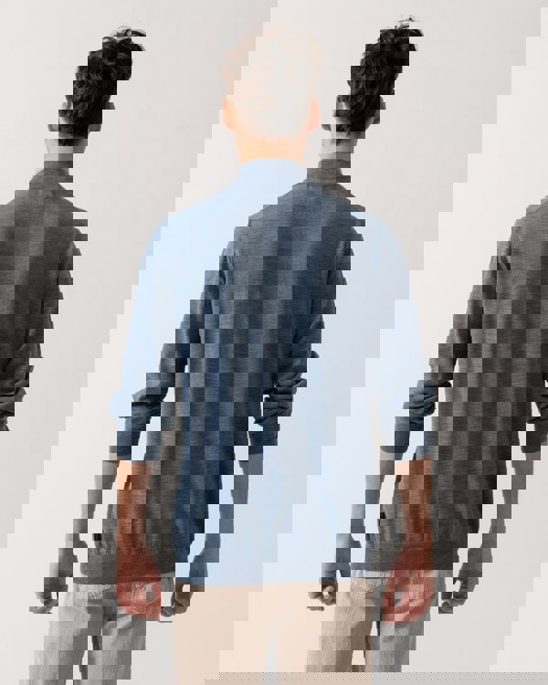 Oliver Sweeney Curragh Mens 1/4 Zip Funnel Neck Merino Wool Jumper - Mid Blue