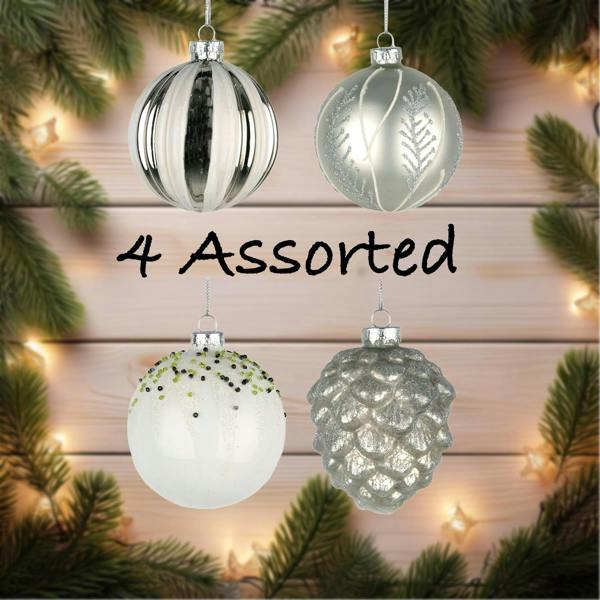 8cm Glass Christmas Baubles Set of 12 with Assorted Festive Designs image 5
