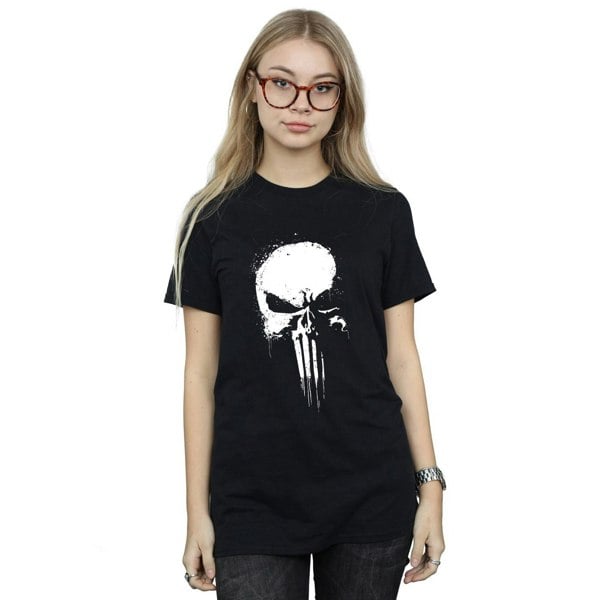Marvel Womens/Ladies The Punisher Spray Skull Cotton Boyfriend T-Shirt - Black