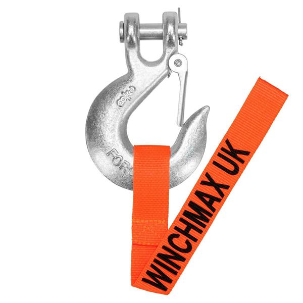 WINCHMAX Steel Rope 25m X 9.1mm, Hole Fix. Orange Roller Fairlead. 3/8 Inch Clevis Hook. For winches up to 13,500lb.