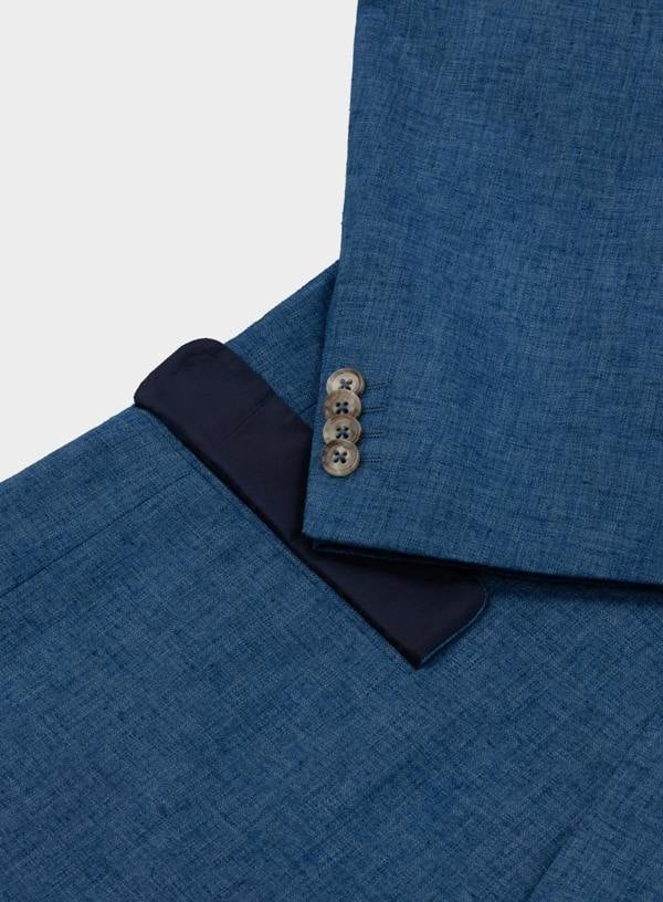 Cotton Linen Blazer - Blue