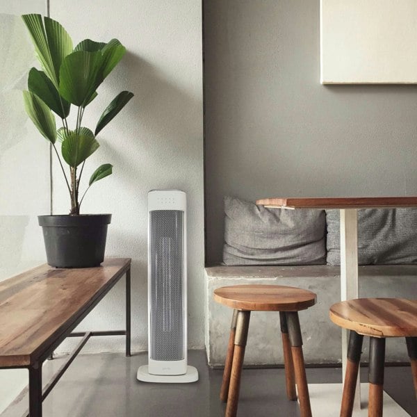 igenix Oscillating Tower Fan Heater With 3 Heat Settings, White