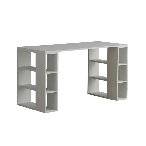 Decortie Colmar Modern Desk with Integrated 6-Shelf Bookshelf Storage Width 140cm