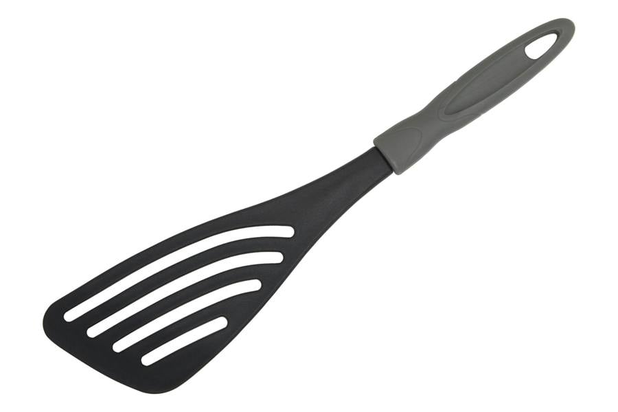 Interiors By Premier Black Slotted Spatula Or Turner With Grey Handle,BPA-Free Turner With Bevelled Sides,Two-Toned Grey Spatula