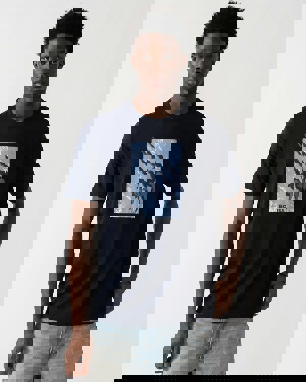 BOSS Orange Animali Mens Graphic Print T-Shirt - Dark Blue 404