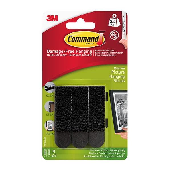 Command 17201BLK Medium Picture Strips Black 5.4kg 4pk - One Colour - 