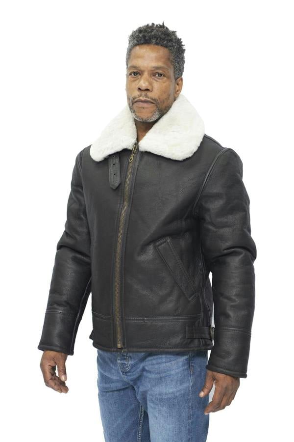 Infinity Leather Mens B3 WW2 Leather Sheepskin Aviator Flying Jacket-Hartland