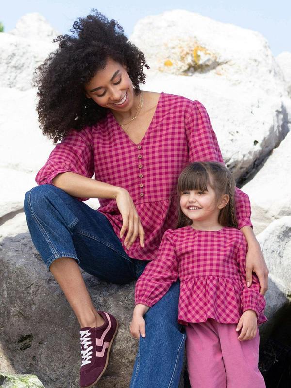 Kite Womens Organic Damson Check Worgret Flannel Blouse