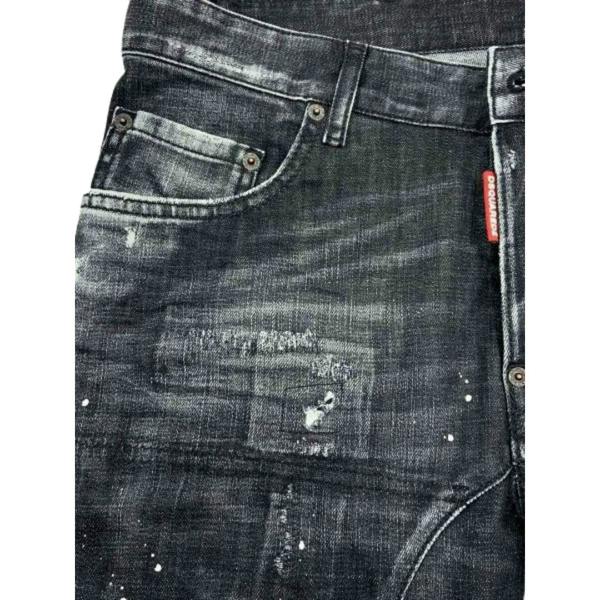 DSQUARED2 Tidy Biker Jean Worn Faded Style Black Jeams W28