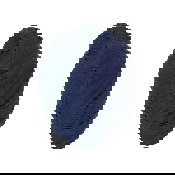 Navy blue reversible soft fabric cap with ribbed texture and fold-over cuff