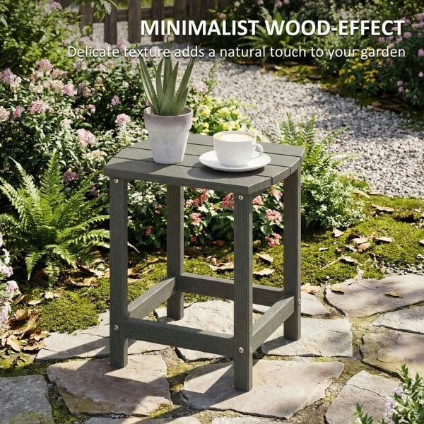 Outdoor Side Table, Garden Coffee Table, All-Weather Adirondack Side Table for Garden, Beach, Indoor Outdoor, Grey