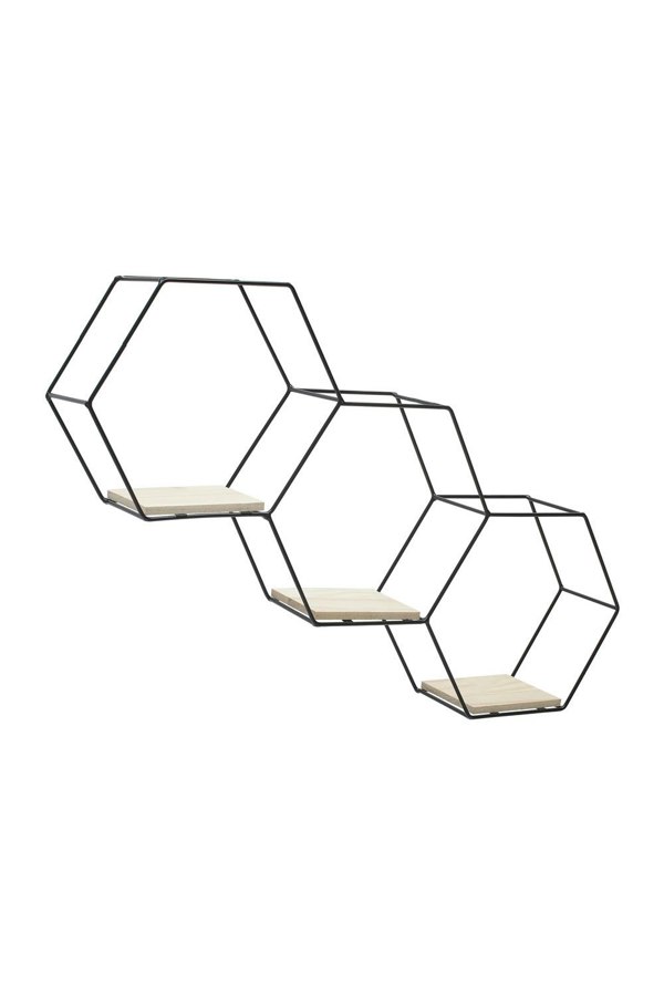 Living and Home Hexagon Floating Shelves Set of 3 Shelves for Wall Storage Accessories Decorative Honeycomb Wall Display Shelf