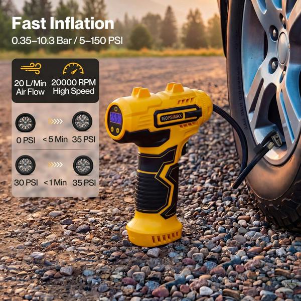 Traderight Car Tyre Inflator Cordless Air Compressor 150PSI Portable Tyre Pump