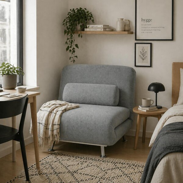Wyld Haus Noso Velvet Grey Single Sleeper Chair