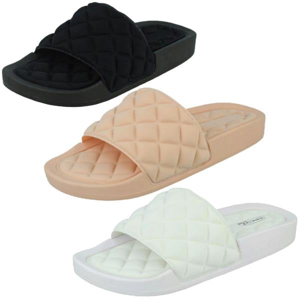 Spot On Ladies Spot On Quilted Sliders F00388