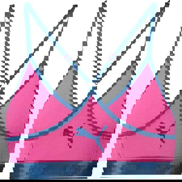 Puma Cotton Modal Stretch High-Shine Triangle Bralette, Pink/Blue