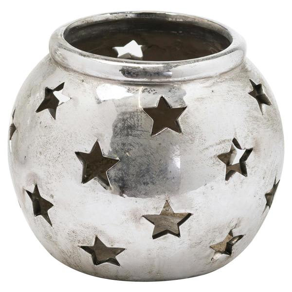 Hill Interiors Aspen Star Candle Lantern - Silver - 
