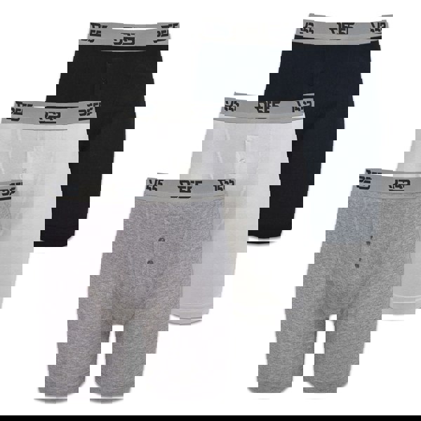 Duke Mens D555 London Driver Cotton Boxer Shorts (Pack of 3) - Black/White/Grey