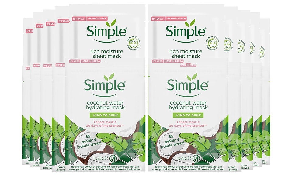 Simple Hydrating Coconut Water + Rich Moisture Sheet Mask Bundle