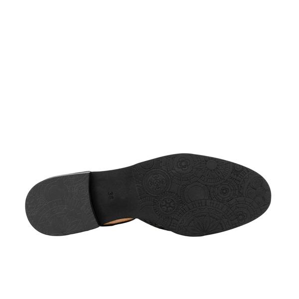 Embassy London Gigot - Black Emboss - Women's Closed Heel Round-Toe Leather Flat Sandal