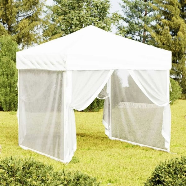 Berkfield Folding Party Tent with Sidewalls White 2x2 m