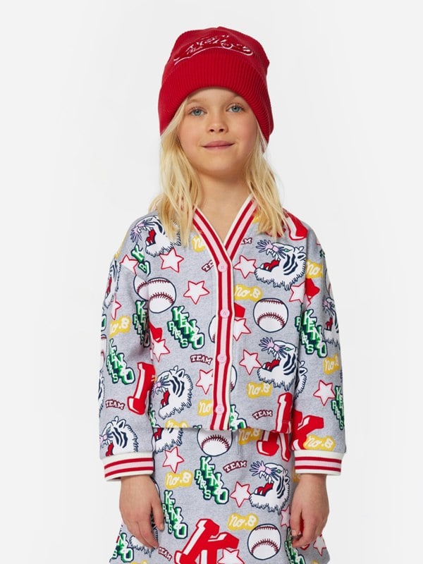 KENZO KIDS KENZO Girls Kenzo Club Cardigan in Grey