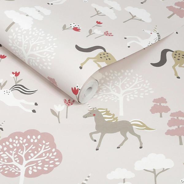 Sophie Allport Forest Ponies Chalk Blush Wallpaper