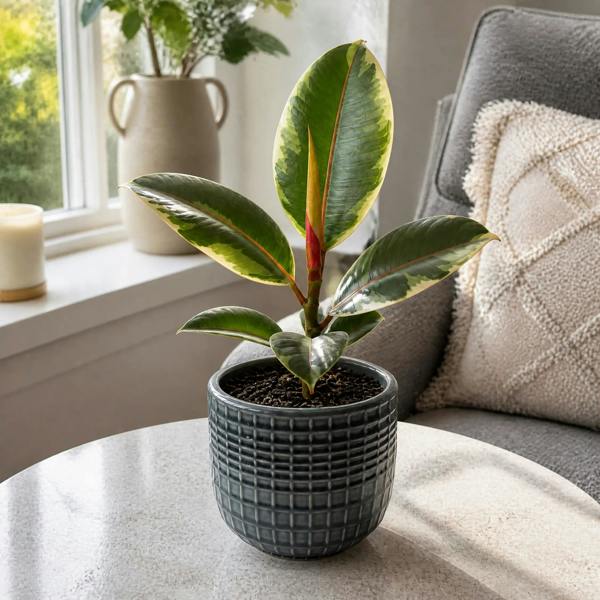 Ficus Belize Pink Rubber Plant 12cm Pot – Variegated Indoor Houseplant The Rose Press Garden
