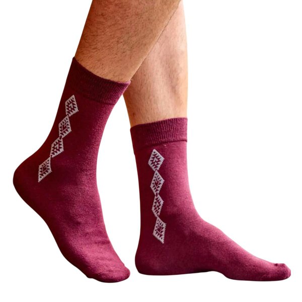 Atlas For Men Mens Patterned Jersey Socks (Pack of 5) - Burgundy/Grey/Navy Blue