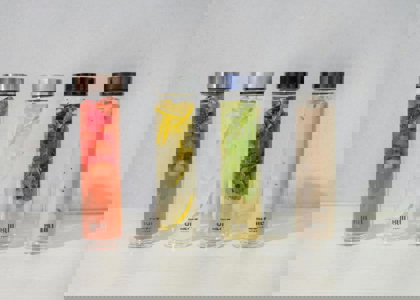 Built New York BUILT Tiempo 450ml Insulated Water Bottle, Borosilicate Glass / Stainless Steel - Rose Gold