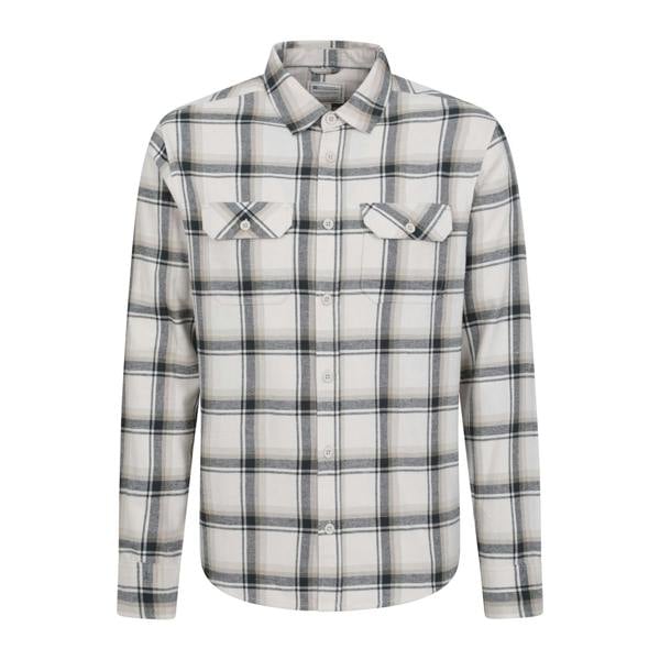 Mountain Warehouse Mens Trace Flannel Long-Sleeved Shirt - Off White - 