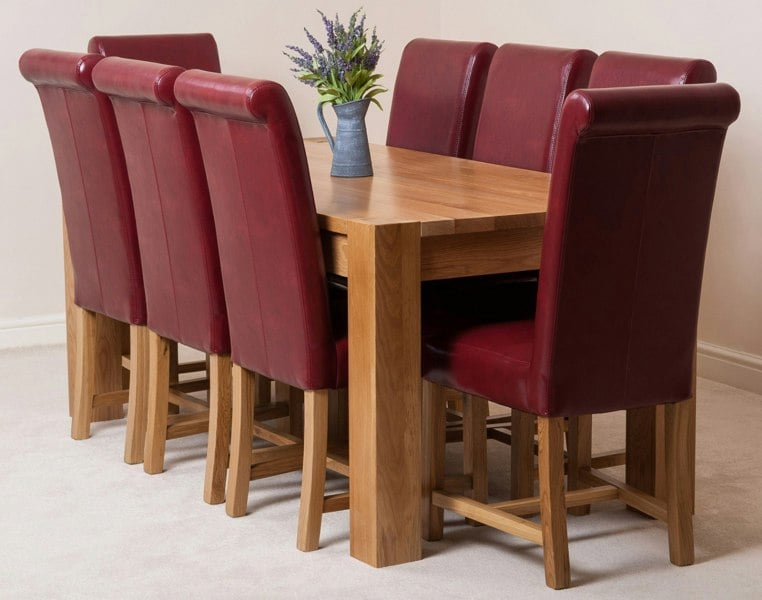 That's Furniture Kuba Large Oak Dining Table with Washington Leather Chairs