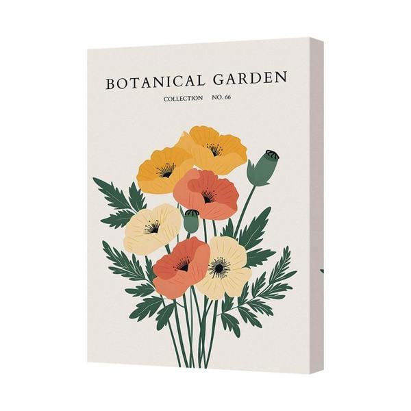 Benjamin Tate Design Botanical Poppy Canvas Art Print Gallery Wrapped Handmade In The UK