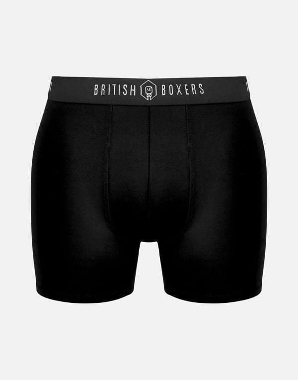 British Boxers Multipack 4 Pairs of Men's Bamboo Stretch Trunks - Coal Black