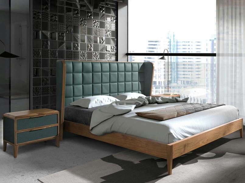 Angel Cerdá Dark green pvc and walnut bedside table 7149