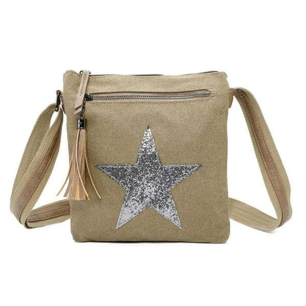 Love EMVY Metallic Star Canvas Crossbody Bag