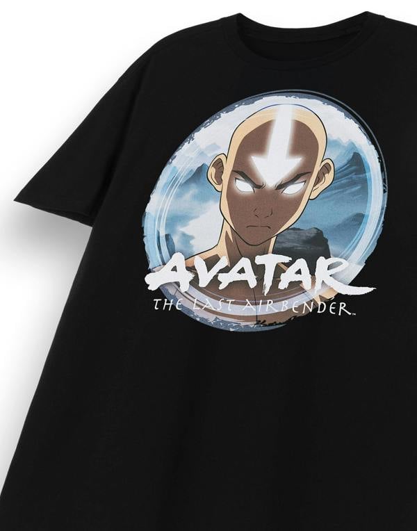 Avatar: The Last Airbender Mens Black Aang Circle Short Sleeved T-Shirt
