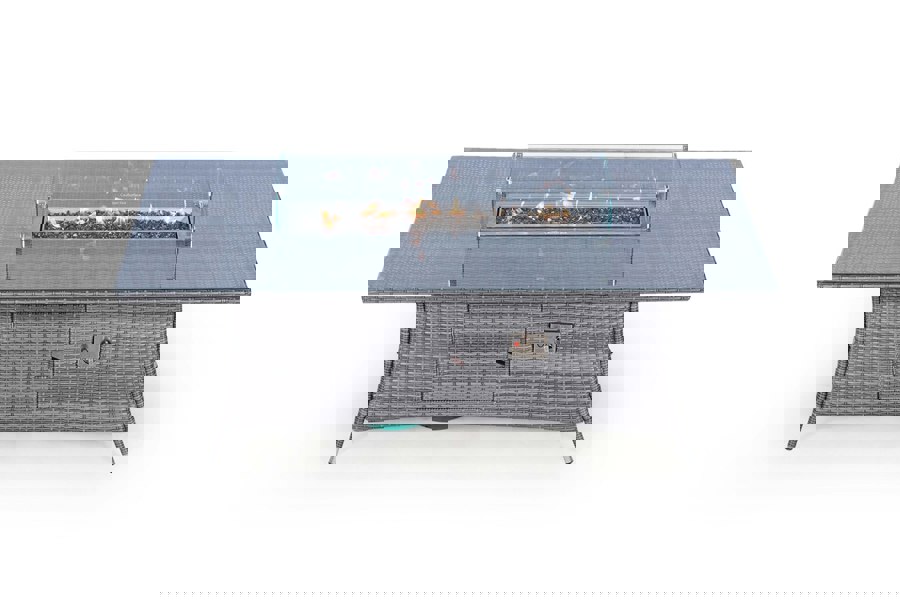 Giardino Fire Pit 8 Seater Rectangle Rattan Dining Table