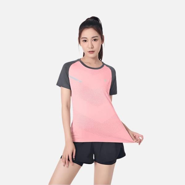 Anniou Raw Yarn UV Protection Running T-Shirt - pink