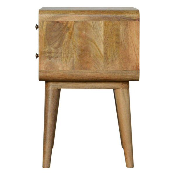 Wyld Haus Trapani Curved Oak Mango Wood Bedside Table 2 Drawers
