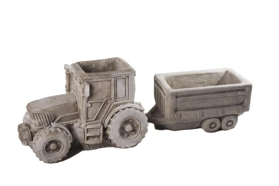 Large Tractor and Trailer Garden Planter Set