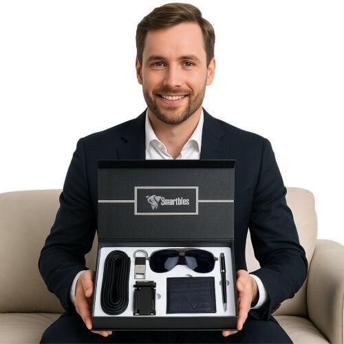 smartbies Gift for Men, 5-in-1 Men’s Luxury Gift Set For Men – Genuine Leather Birthdays, Anniversaries, Father’s Day & Christmas