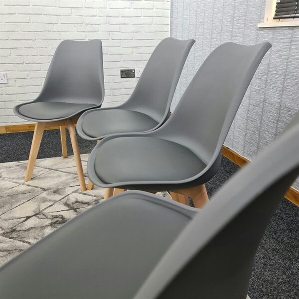 Kosy Koala Dining Chairs Set of 4 Grey Leather Kitchen Table