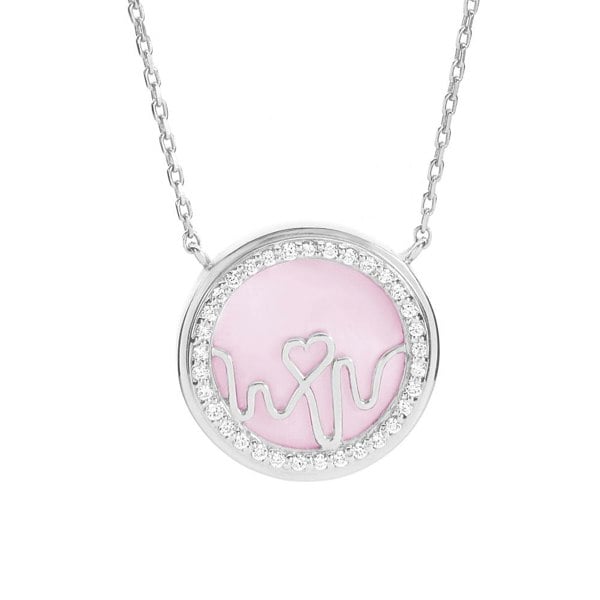 Loves Frequency™ Pink Opal Sterling Silver Heartbeat Necklace