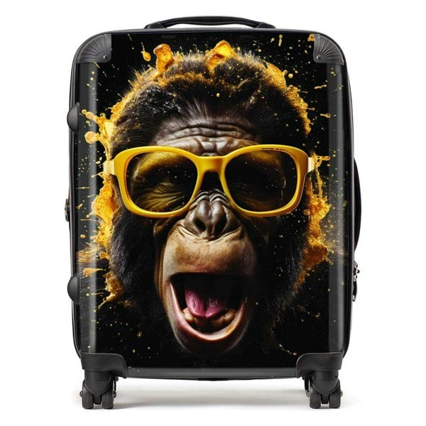 Warren Reed Splashart Monkey Face With Yellow Glasses Suitcase