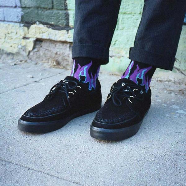TUK Footwear TUK Pointed Creeper Sneaker Black Suede Platform Shoes - A9178