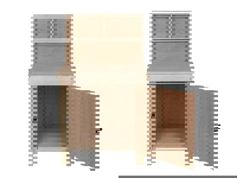 Arbor Garden Solutions Wooden Eucalyptus hardwood top workbench with lockable cupboard (V.9) with back panel