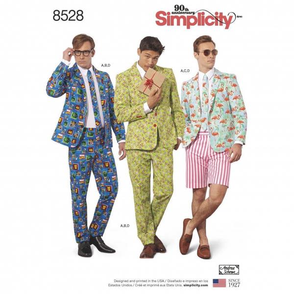 Simplicity Sewing Pattern 8528, Jackets, Trousers, Shorts, Belts, Suits for Men, AA (34-36-38-40-42) - Intermediate